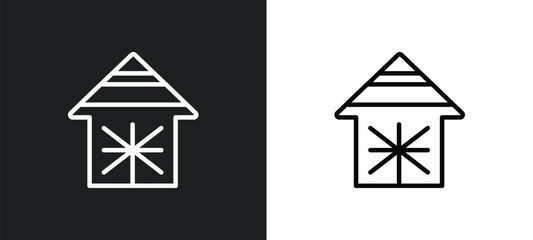polygonal buildings of small triangles outline icon in white and black colors. polygonal buildings of small triangles flat vector icon from geometry collection for web, mobile apps and ui.
