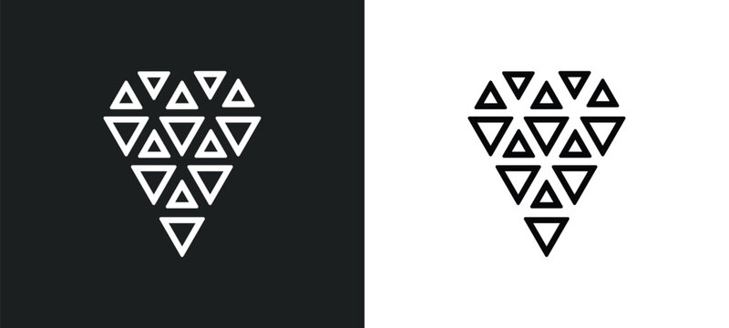 polygonal jewel outline icon in white and black colors. polygonal jewel flat vector icon from geometry collection for web, mobile apps and ui.