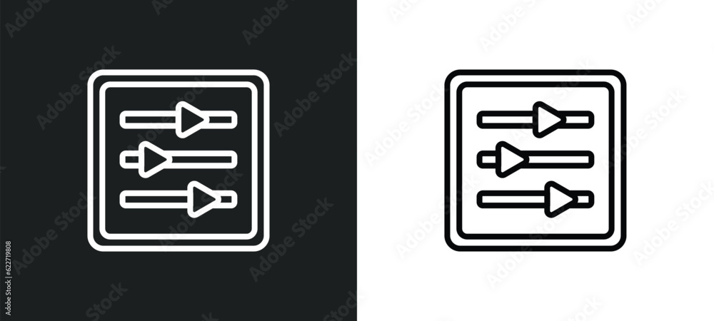 Poster adjust outline icon in white and black colors. adjust flat vector icon from geometry collection for 