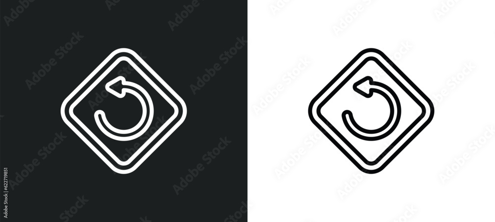Poster undo outline icon in white and black colors. undo flat vector icon from geometry collection for web,