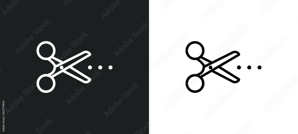Poster trim outline icon in white and black colors. trim flat vector icon from geometry collection for web,