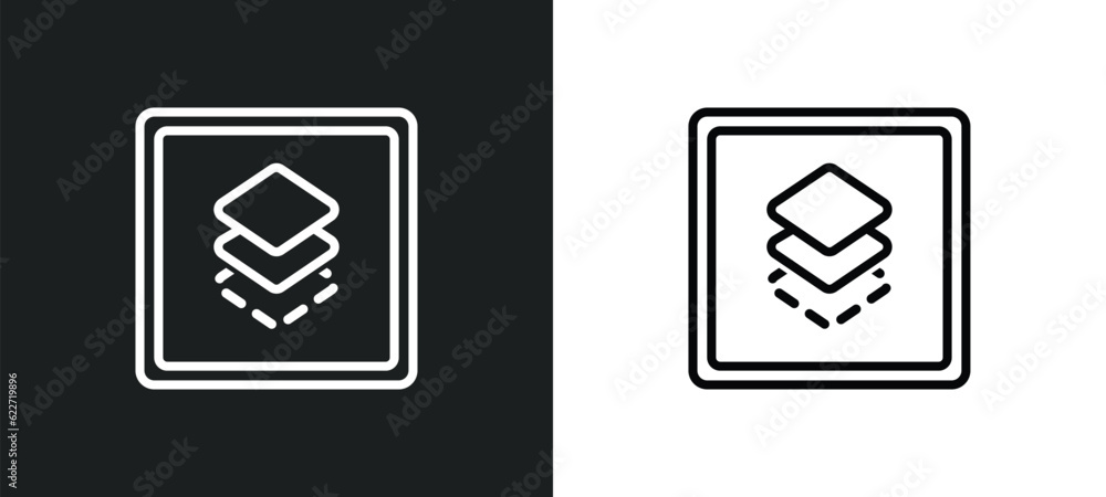 Poster layer outline icon in white and black colors. layer flat vector icon from geometry collection for we