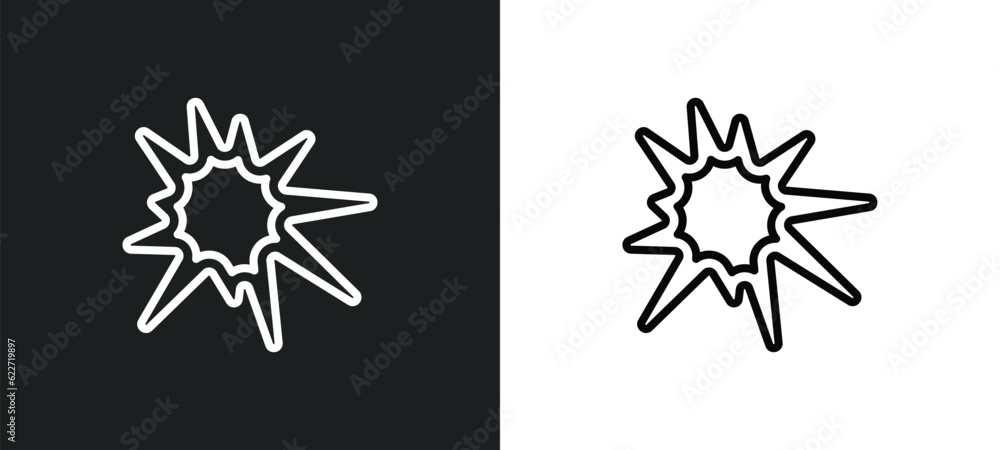 Poster explode outline icon in white and black colors. explode flat vector icon from geometry collection fo