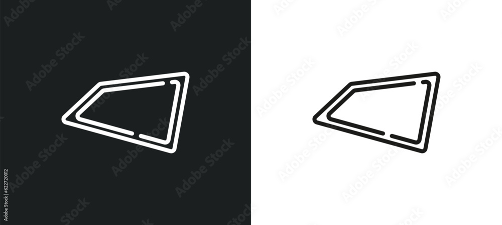 Poster trapezium outline icon in white and black colors. trapezium flat vector icon from geometry collectio