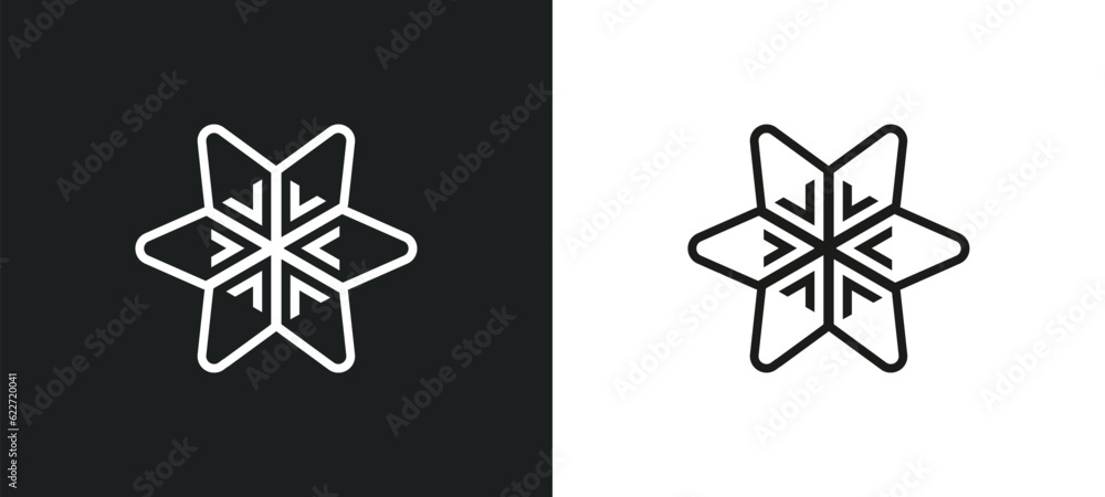 Poster star ornament of small triangles outline icon in white and black colors. star ornament of small tria