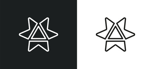 star ornament of triangles outline icon in white and black colors. star ornament of triangles flat vector icon from geometry collection for web, mobile apps and ui.