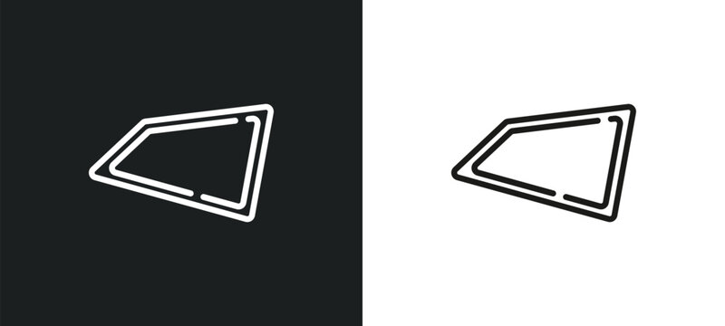 trapezium outline icon in white and black colors. trapezium flat vector icon from geometry collection for web, mobile apps and ui.
