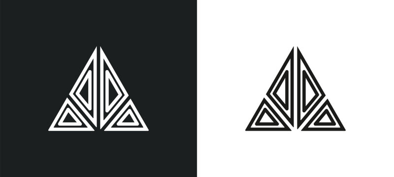 triangle of triangles outline icon in white and black colors. triangle of triangles flat vector icon from geometry collection for web, mobile apps and ui.