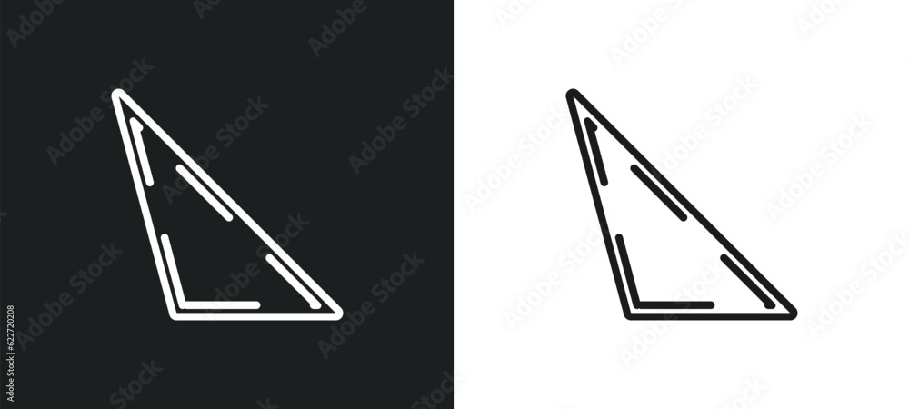 Poster triangle outline icon in white and black colors. triangle flat vector icon from geometric figure col