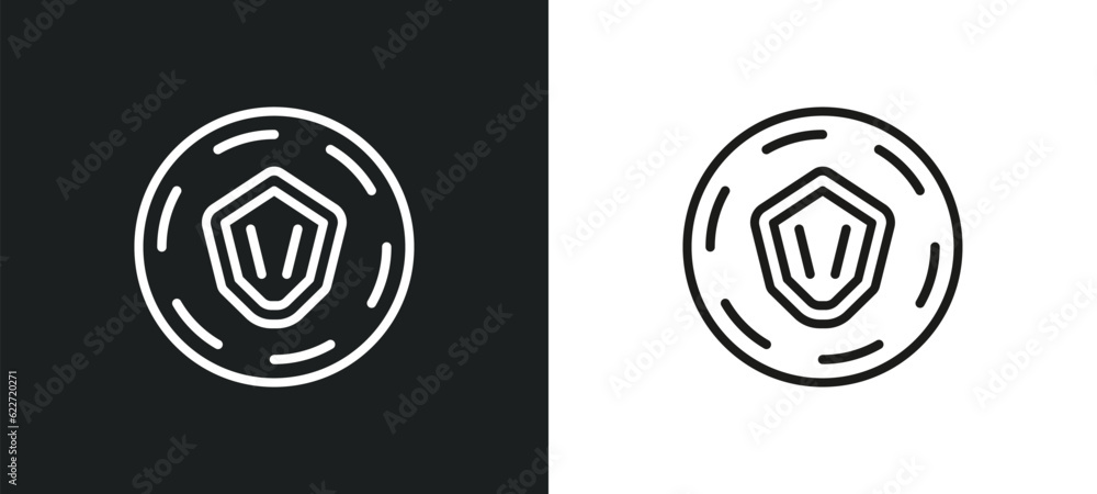 Poster insurance with a button outline icon in white and black colors. insurance with a button flat vector 