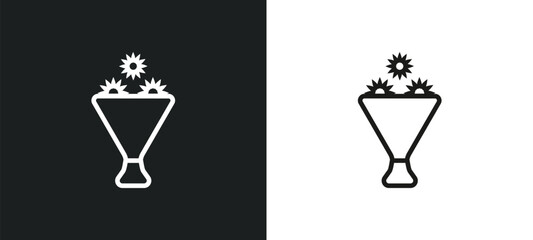 daisy bouquet outline icon in white and black colors. daisy bouquet flat vector icon from general collection for web, mobile apps and ui.