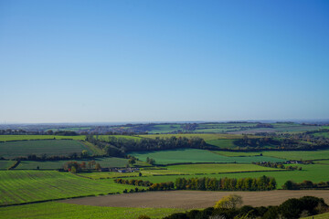 Views over wide open countryside and  farm fields