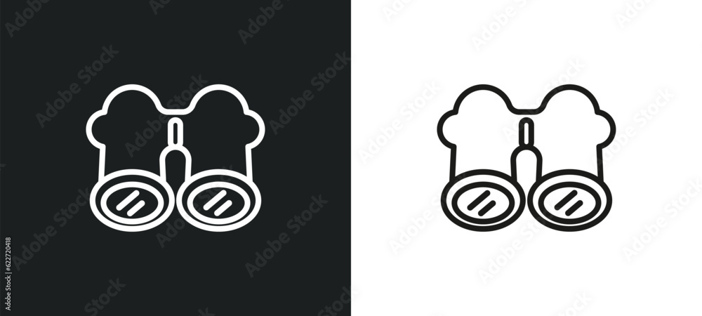 Poster binocular outline icon in white and black colors. binocular flat vector icon from general collection