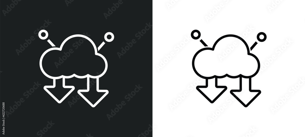 Poster computing technology outline icon in white and black colors. computing technology flat vector icon f