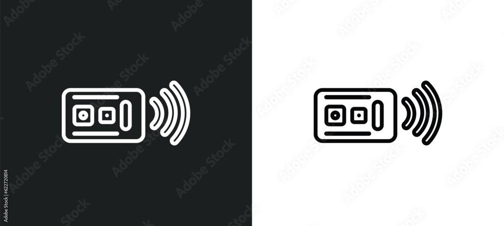 Poster active sensor outline icon in white and black colors. active sensor flat vector icon from general co