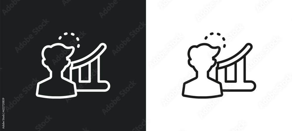 Poster user data outline icon in white and black colors. user data flat vector icon from general collection