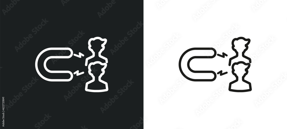 Poster user attraction outline icon in white and black colors. user attraction flat vector icon from genera