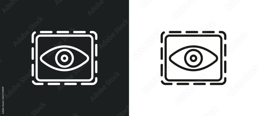 Poster trackability outline icon in white and black colors. trackability flat vector icon from general coll
