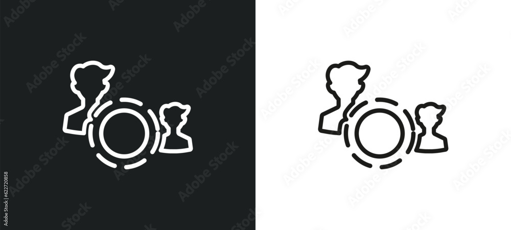 Aufkleber team target outline icon in white and black colors. team target flat vector icon from general collec