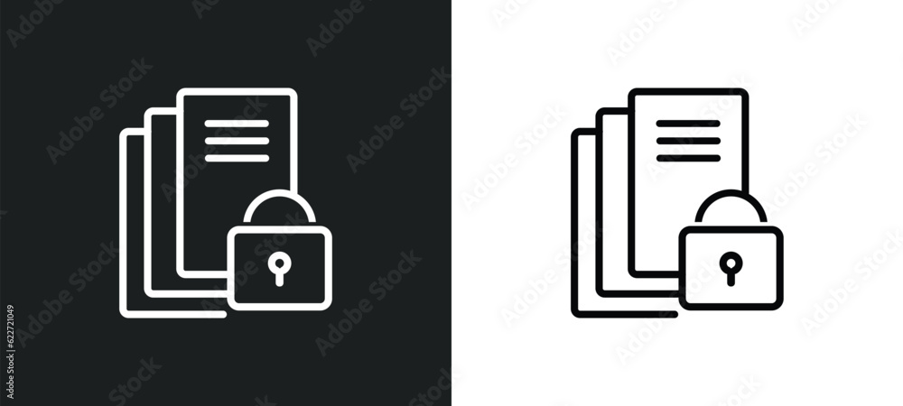 Poster documentation outline icon in white and black colors. documentation flat vector icon from gdpr colle