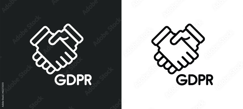 Poster cooperation outline icon in white and black colors. cooperation flat vector icon from gdpr collectio