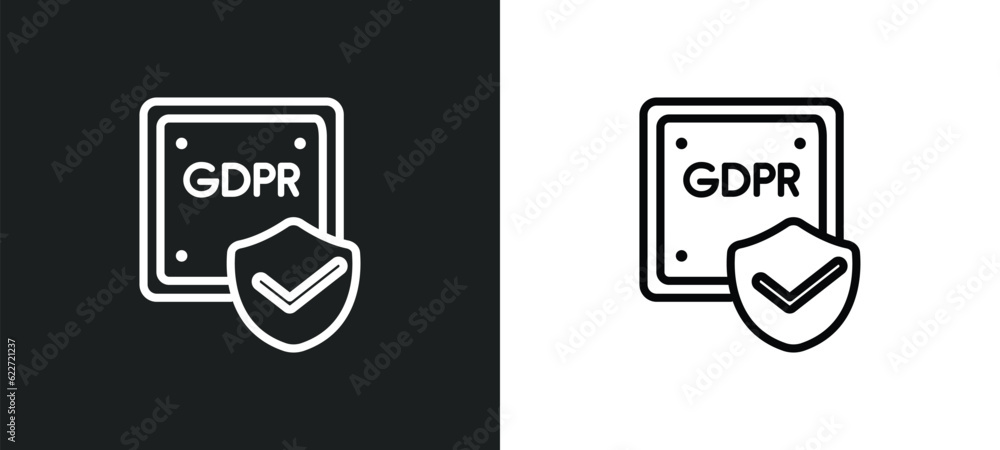 Poster transparency outline icon in white and black colors. transparency flat vector icon from gdpr collect