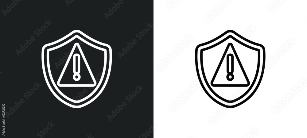 Poster attention outline icon in white and black colors. attention flat vector icon from gdpr collection fo