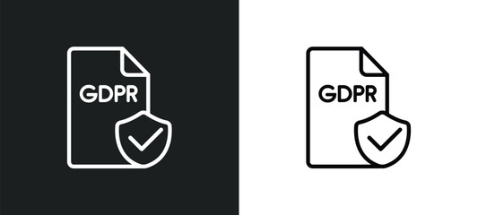 Fototapeta premium gdpr outline icon in white and black colors. gdpr flat vector icon from gdpr collection for web, mobile apps and ui.