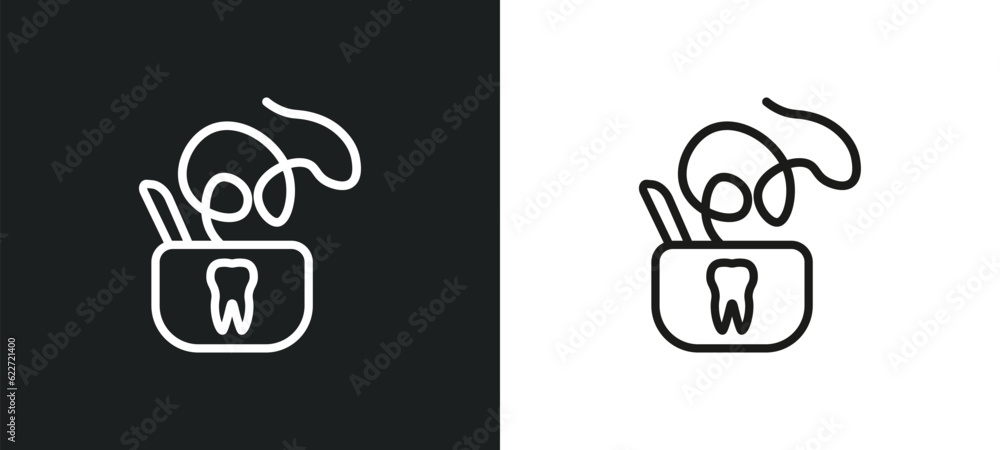 Poster floss outline icon in white and black colors. floss flat vector icon from gastronomy collection for 