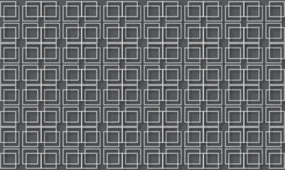 Fototapeta premium Abstract gray and white background pattern with seamless geomatric design and gray matel texture with square shape tile and 3d illustration with gray steel shape with glass background