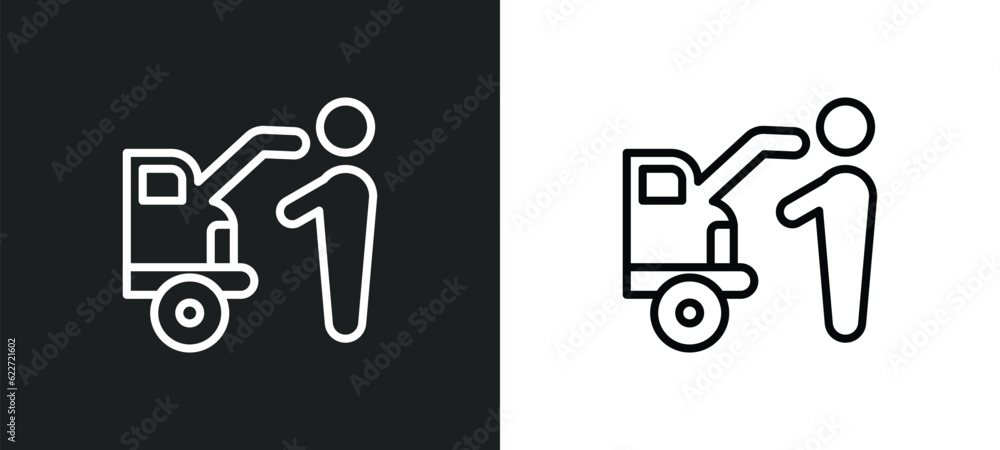 Poster trunk open outline icon in white and black colors. trunk open flat vector icon from gaming collectio