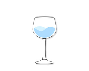 vector decorative glass filled with drinking water, the water is not filled to full