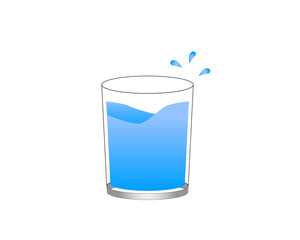 vector illustration of a glass filled with water and here the water is shaken and almost spills over
