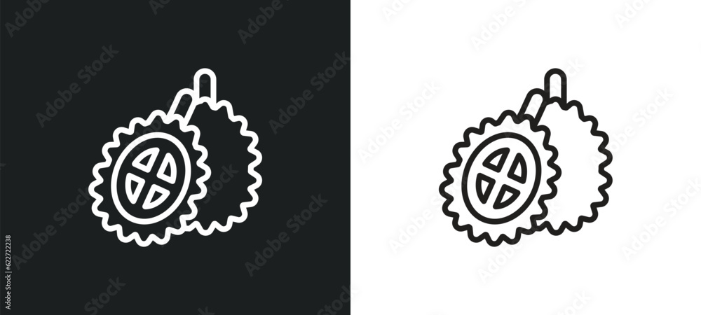 Poster durian outline icon in white and black colors. durian flat vector icon from fruits collection for we