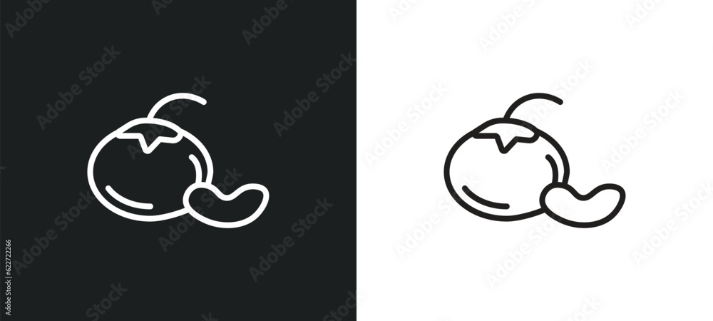 Poster tangerine outline icon in white and black colors. tangerine flat vector icon from fruits collection 