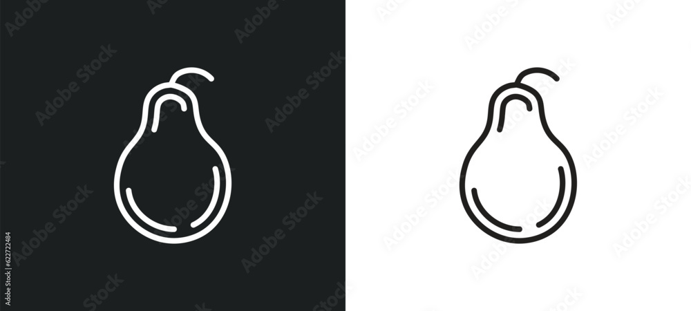 Poster pear outline icon in white and black colors. pear flat vector icon from fruits collection for web, m
