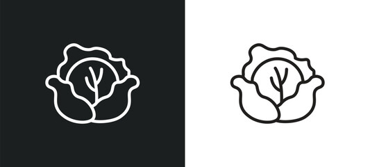 cabbage outline icon in white and black colors. cabbage flat vector icon from fruits collection for web, mobile apps and ui.