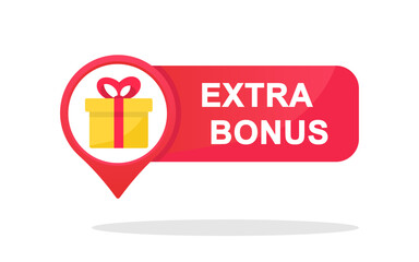 Extra bonus icon. Modern banner with surprise gift. Extra bonus label banner. Web template for promotion. Vector illustration.