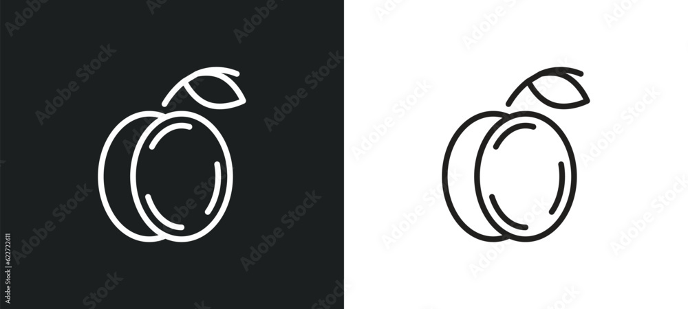 Poster peach outline icon in white and black colors. peach flat vector icon from fruits collection for web,