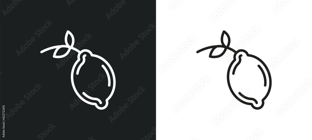 Poster lemon outline icon in white and black colors. lemon flat vector icon from fruits collection for web,