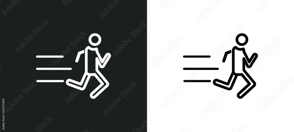 Poster running man outline icon in white and black colors. running man flat vector icon from hobbies collec