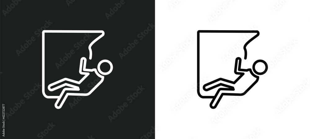 Poster climb outline icon in white and black colors. climb flat vector icon from free time collection for w