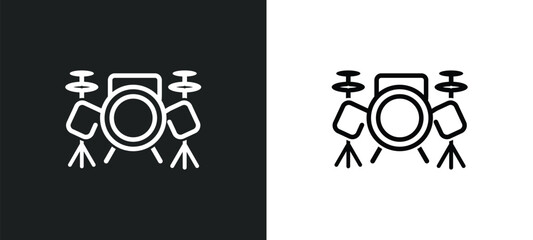 drum outline icon in white and black colors. drum flat vector icon from hobbies collection for web, mobile apps and ui.