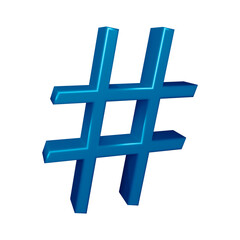 Fototapeta premium 3D blue hashtag symbol or icon design