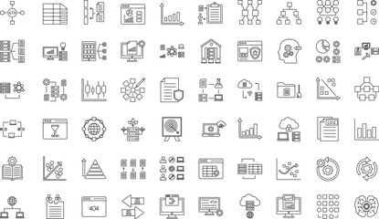 Data analytics line icons 