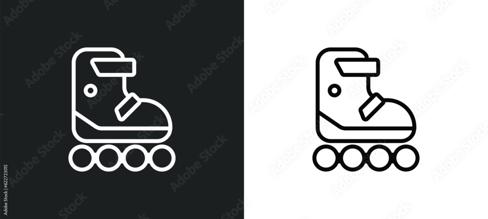 Poster roller outline icon in white and black colors. roller flat vector icon from free time collection for