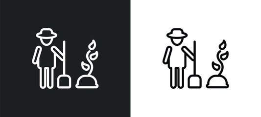 gardening outline icon in white and black colors. gardening flat vector icon from free time collection for web, mobile apps and ui.