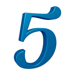 3d blue number 5 design for math, business and education concept 