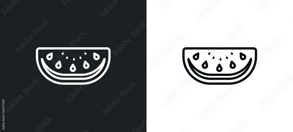 Poster melon slice outline icon in white and black colors. melon slice flat vector icon from food collectio