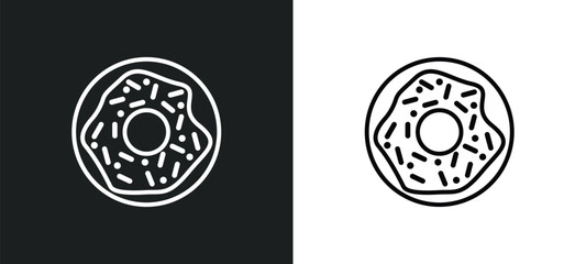 chote donut outline icon in white and black colors. chote donut flat vector icon from food collection for web, mobile apps and ui.